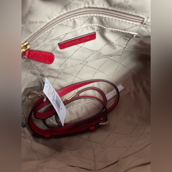 Michael Kors Adele Large Dome Leather Scarlet Satchel - Picture 14 of 14